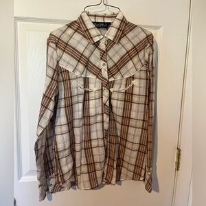 70s Vintage present tense pearl‎ snap western button up shirt size small